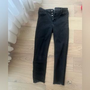 Abercrombie Dark Grey High Wasted button fly Skinny Jeans